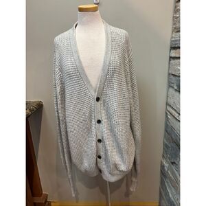 1901 XXL Grey 5 button oversized cozy  waffle weave knit cardigan